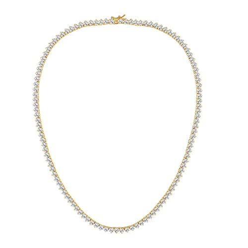 Gemsme 18K White Gold Plated 4mm Cubic Zirconia Tennis Necklace, Size 16-24 inch