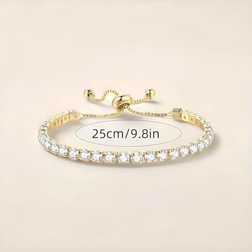 SUPAC Gold Tennis Bracelet, Luxury Shiny Simulated Diamond Jewelry