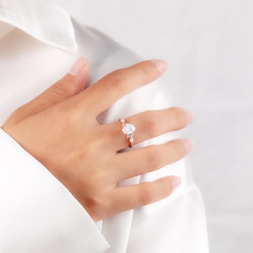 Pattiring Oval 1.36CT Moissanite Engagement Ring, 925 Sterling Silver Size 3-10