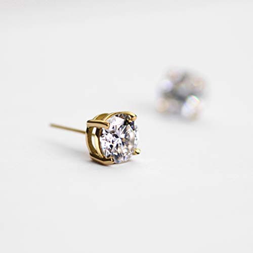 Michooyel 18K Gold Solitaire Stud Earrings for Women
