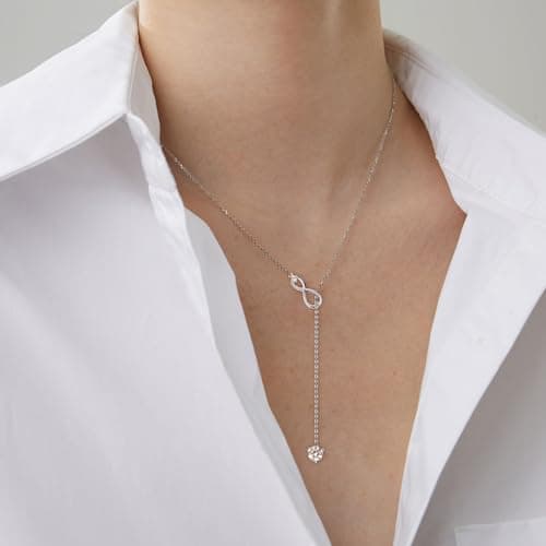 AINUOSHI 1.26CT Lab-Created Moissanite Twist Infinity Y Necklace 16-20 Inch 925 Sterling Silver Gifts