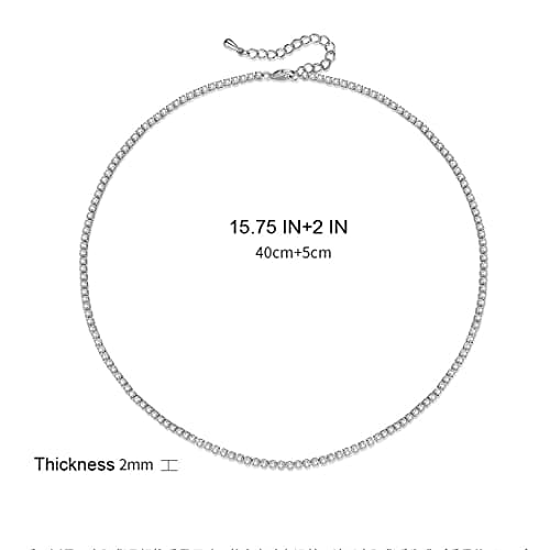 WOWORAMA Women's Gold & Silver Thin Cubic Zirconia Tennis Choker Necklace