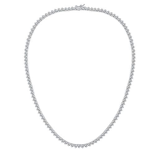 Gemsme 18K White Gold Plated 4mm Cubic Zirconia Tennis Necklace, Size 16-24 inch