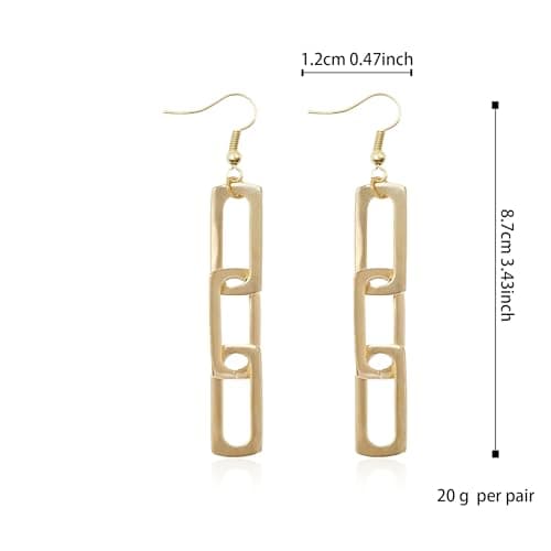 QIAOLEHUI Gold & Silver Plated Minimalist Rectangle Dangle Earrings for Women
