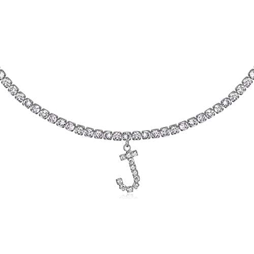 LecAit 14k Gold Plated Initial Choker Necklace with CZ Diamonds for Women