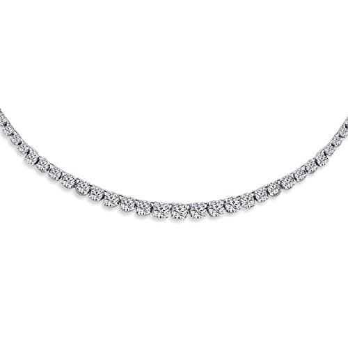 Stunning Silver 14K Gold Plated Rose CZ Bridal Tennis Necklace