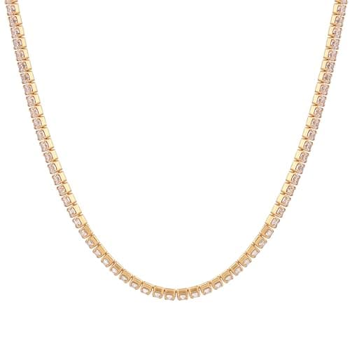 MIONZA 18K Gold Vermeil Simulated Tennis Choker Necklace for Women