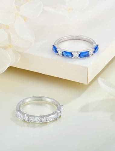 Starchenie 925 Sterling Silver Stackable Gemstone Ring for Her | Eternity Ring Size 5-10