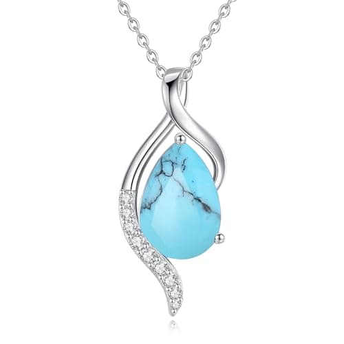 FANCIME Teardrop CZ Sterling Silver Birthstone Necklace for Women, 16+2" Inches, Gentle Love Gift for Mom
