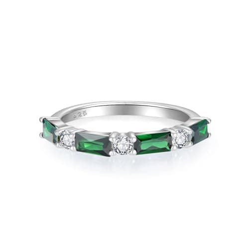 Starchenie 925 Sterling Silver Stackable Gemstone Ring for Her | Eternity Ring Size 5-10