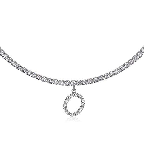 LecAit 14k Gold Plated Initial Choker Necklace with CZ Diamonds for Women