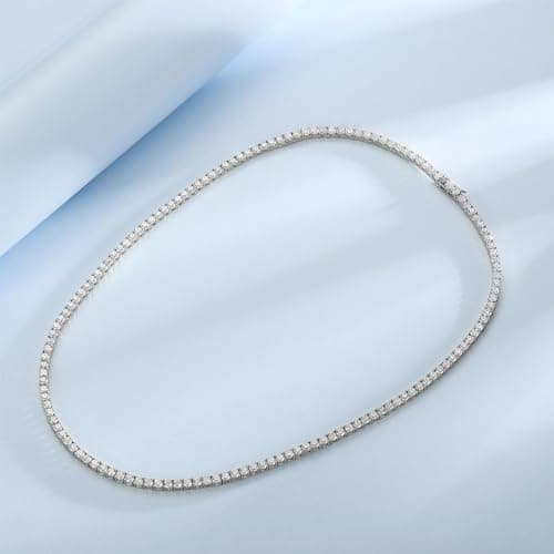 LGYIC White/Yellow Gold Plated 3MM Simulate Diamond Tennis Necklace