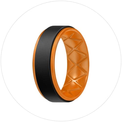 Egnaro Breathable Silicone Wedding Bands for Men - Multipack Step Edge