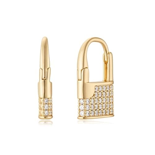 MYEARS 14K Gold Plated Hypoallergenic Women's Gold Earrings Cubic Zirconia Hoop