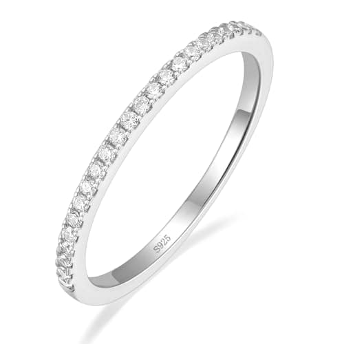 1.5mm Gold Plated Sterling Silver Half Eternity Bands for Women