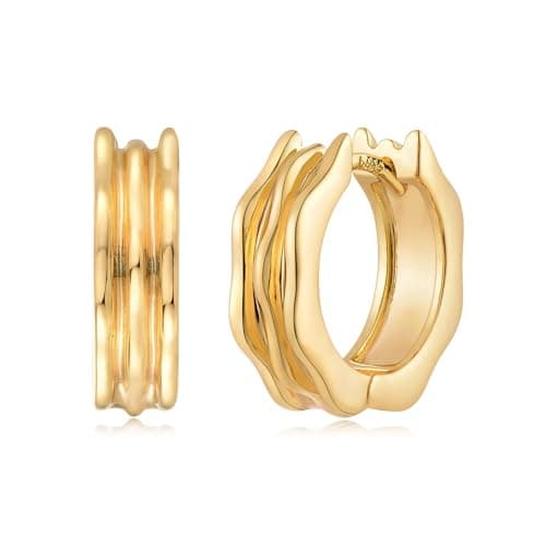 MYEARS 14K Gold Plated Simple Hoop Earrings Hypoallergenic