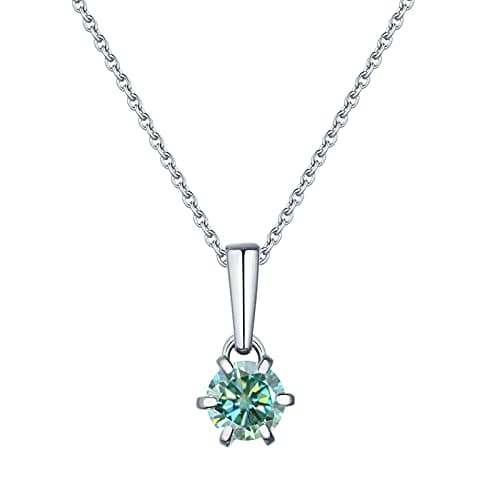 Gem's Beauty 2-6.5mm 14k White Gold Plated Moissanite Tennis Necklaces for Women