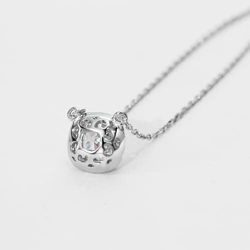 Refined and simplified title: Michooyel Sterling Silver Cubic Zirconia Women's Necklace Princess Cut Halo Pendant 16-18
