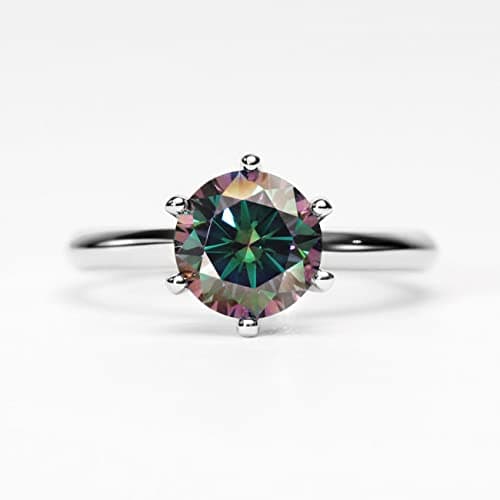 Michooyel Moissanite Engagement Ring for Women, 2CT BLACK/PINK/YELLOW/RAINBOW/SEA BLUE/D-E/Crystal AB Moissanite Solitaire Promise Rings, D Color VVS1 Simulated 925 Sterling Silver Ring  
Michooyel Moissanite Engagement Ring for Women, 2CT D-E/Crysta