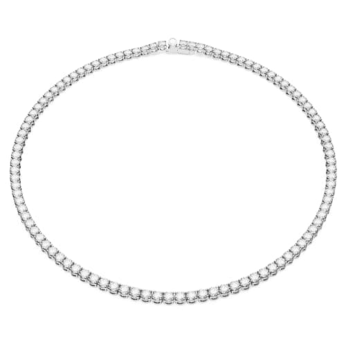 Swarovski Matrix Tennis Necklace, Round Clear Rhodium Finished