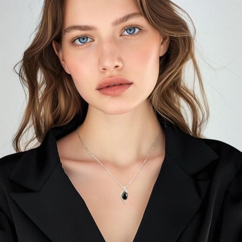 FANCIME Teardrop CZ Sterling Silver Birthstone Necklace for Women, 16+2" Inches, Gentle Love Gift for Mom