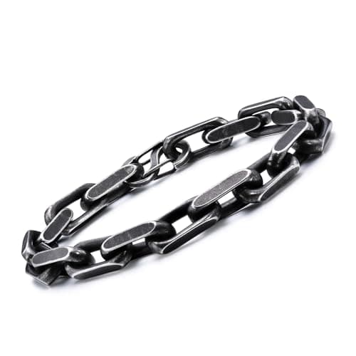 VNOX Men's Diamond-Cut Paperclip Bracelet Trends in Chunky Stainless Steel Jewelry