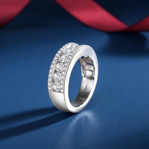 VAXOJEL D Color VVS1 Moissanite Engagement Ring 18K White Gold Plated Sterling Silver