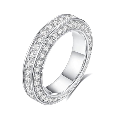 Boieiyftrp D Color VVS1 Moissanite Wedding Ring, Sterling Silver Plated 18k White Gold
