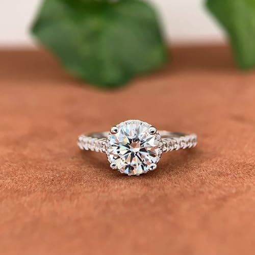 CGSRING 2ct Round Cut Moissanite Halo Engagement Ring for Women