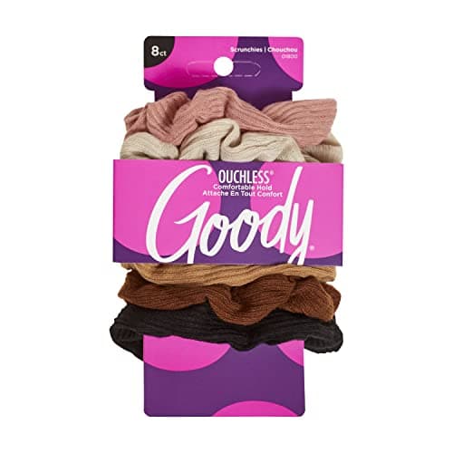 GOODY Ouchless Women's Hair Scrunchies - 8 Count Neutral & Black Sets