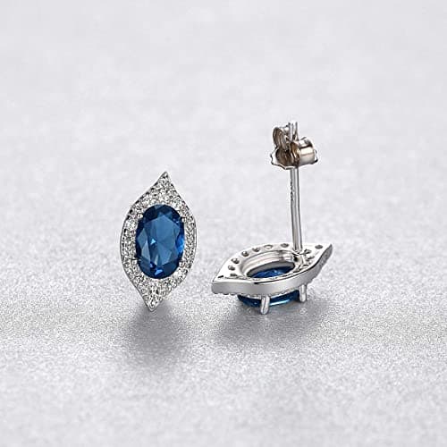 Refined Title: Michooyel S925 Sapphire CZ Eye-Shaped Stud Earrings