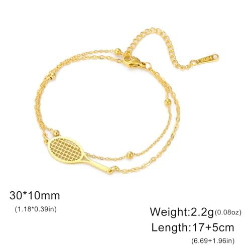 VASSAGO Adjustable Tennis Racket Charm Bracelet Gifts for Tennis Enthusiasts