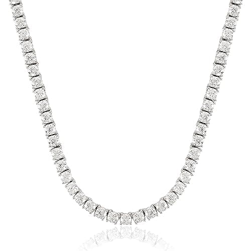 MAZZERI 3.0mm Round Cubic Zirconia Tennis Necklace For Woman And Men