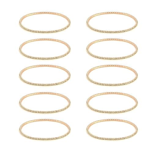 HZMAN Dainty 14K Gold Plated Stretch Bracelet Set for Women