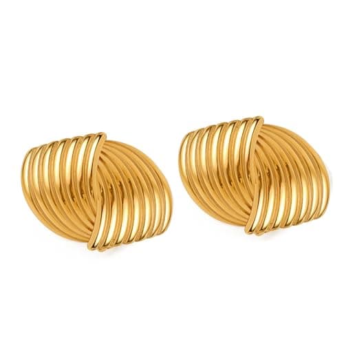 SeryNow Chunky Gold Rectangle Stud Earrings for Women