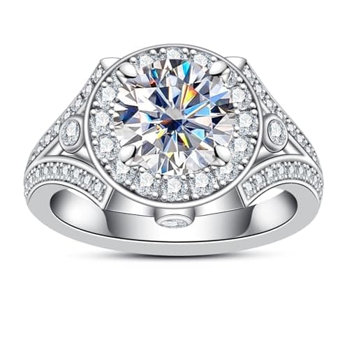 AimiIee Moissanite Engagement Ring 1.2-2.8CTTW VVS1 925 Sterling SilverVintage Halo Ring