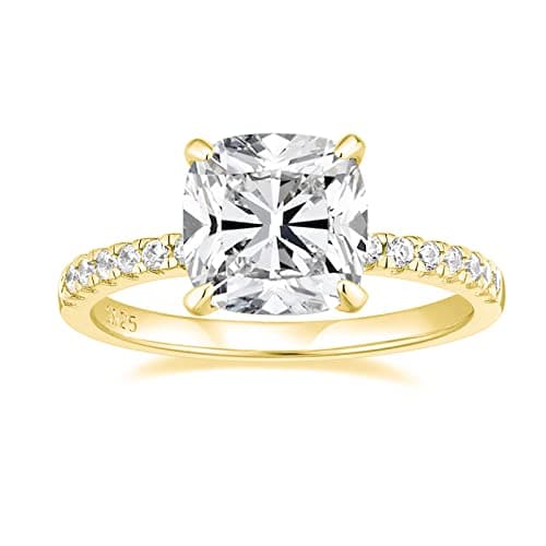 EAMTI 925 Sterling Silver Cushion Cut CZ Rings for Women Engagement Wedding Size 3-11