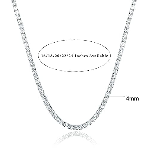 4.0mm CZ Tennis Necklace, 18K White/Yellow Gold Plated