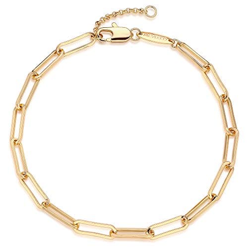 MEVECCO 14K Gold Plated Dainty Chain Bracelet for Women