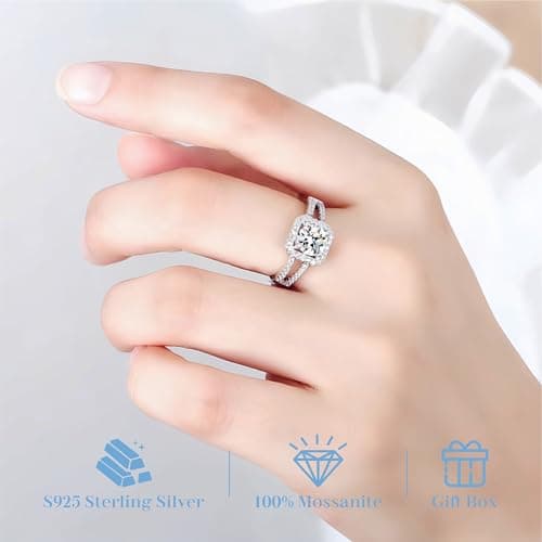 PINAIDYINS Moissanite 1-3CT Rings, 18K Gold Plated, D Color VVS1 Ideal Cut, Gift for Mom/Wife/Girlfriend