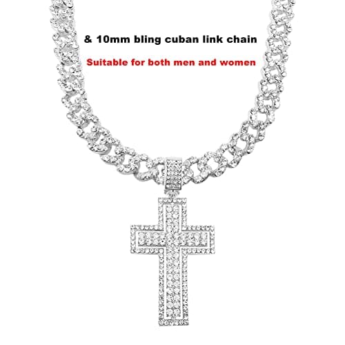 HH Bling Empire Diamond Cross Pendant Necklace 24 Inch