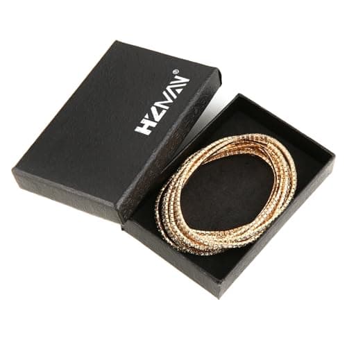 HZMAN Dainty 14K Gold Plated Stretch Bracelet Set for Women