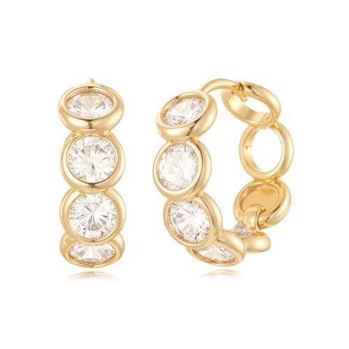 MYEARS 14K Gold Plated Hypoallergenic Women's Gold Earrings Cubic Zirconia Hoop