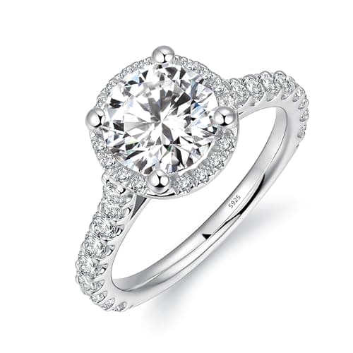 CGSRING 2ct Round Cut Moissanite Halo Engagement Ring for Women