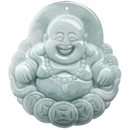 Grade A Certified Natural Jade Buddha Pendant Necklace, Feng Shui Luck Amulet