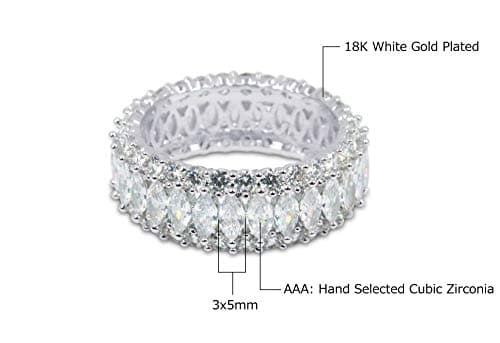 Savlano 18K Gold Plated Cubic Zirconia Marquis Cut Eternity Ring for Women
