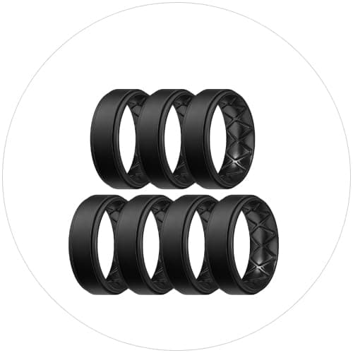 Egnaro Breathable Silicone Wedding Bands for Men - Multipack Step Edge