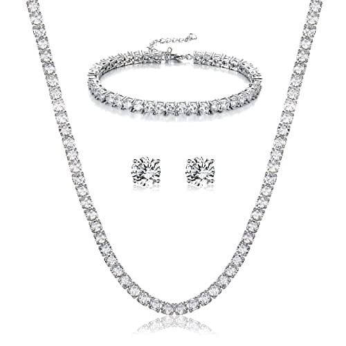 Crysdue Wedding Jewelry Set: Elegant Dangle Earrings & Teardrop Necklace for Bridal Party