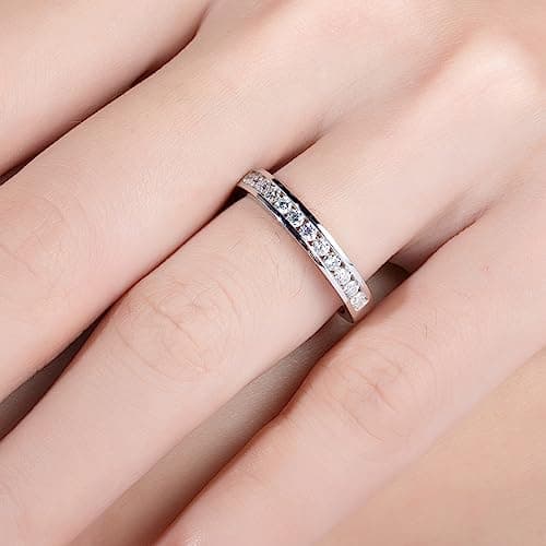AimiIee D Color VVS1 Moissanite Eternity Ring 925 Silver for Women