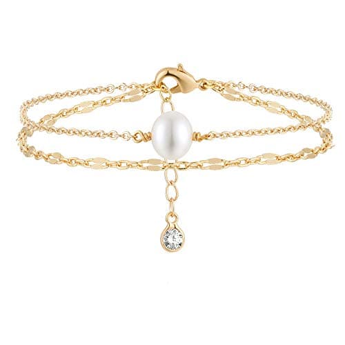 MEVECCO 14K Gold Plated Dainty Chain Bracelet for Women